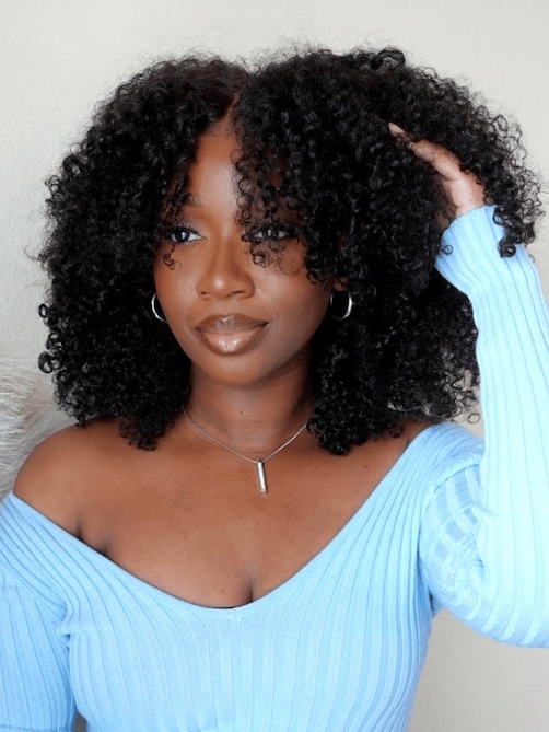 [22"=$109]Lace Part Wig Breathable Kinky Curly Wigs Natural Hairline