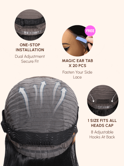 UNice 7x5 Bye-Bye Knots™ & 13x4 Pre-Everything™ Lace Frontal Black Fluffy Natural Loose Wave Curtain Bangs Wig