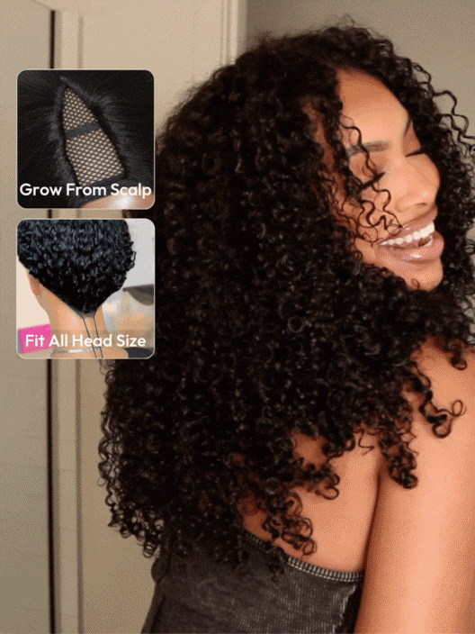 [FB] UNice EasiContour™ V Part Minimal Leave Out Glueless Curly Wig For Workwear Lover