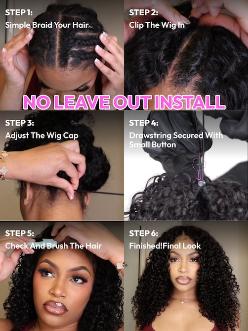 UNice EasiContour™ V Part Minimal Glueless Curly Glueless Wig With Invisi Drawstring 100% Human Hair 150% Density