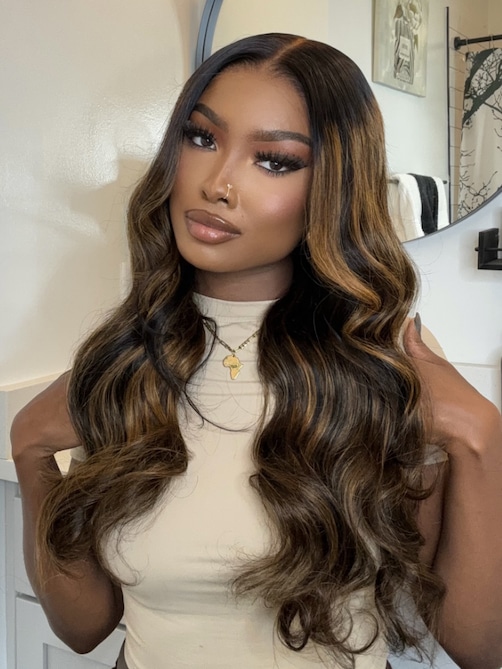 2 Wigs $199 for 22" Middle Lace Part Kinky Curly Wig and 20" Balayage 13x5 Lace Part Body Wave Wig