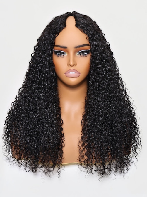 UNice EasiContour™ V Part Minimal Glueless Curly Glueless Wig With Invisi Drawstring 100% Human Hair 150% Density