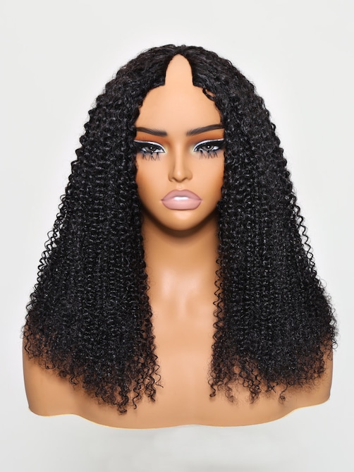 UNice EasiContour V Part Wig Beginner Friendly Kinky Curly Glueless Protective Style Human Hair Wig 180% Density
