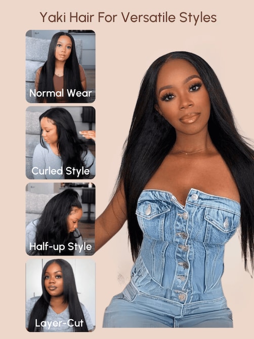 UNice EasiContour V Part Glueless Yaki Wig 150% Density