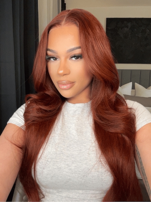 UNice Putonandgo 7x5 Glueless Lace Wig Reddish Brown Body Wave Bleached Knots Wig
