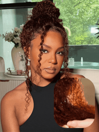 UNice 7x5 Bye-Bye Knots™ Wig Glueless Lace Sunset Curls for Spring Reddish Brown Curly Trendy Color Wig With Bleached Knots