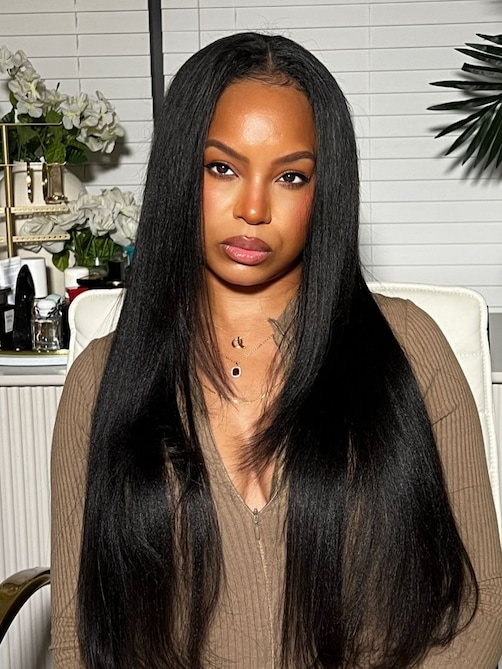 UNice EasiContour V Part Glueless Yaki Wig 150% Density