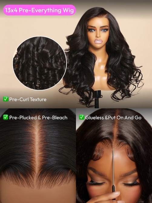[Pay 24" Get 26"]13x4 Pre-Everything™ Transparent Lace Front 3D Body Wave Wig Real Ear To Ear With Invisi Drawstring Super Secure