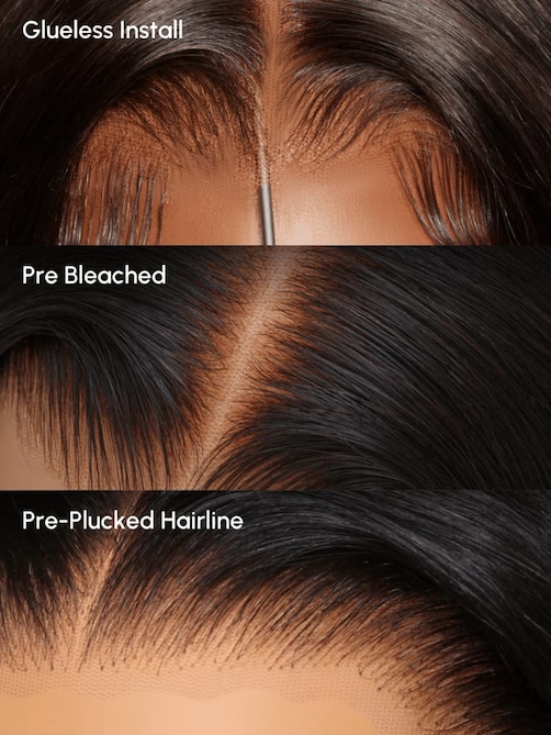 13x4 Pre-Everything™ Lace Frontal Black Fluffy Natural Bouncy Loose Wave Curtain Bangs Wig