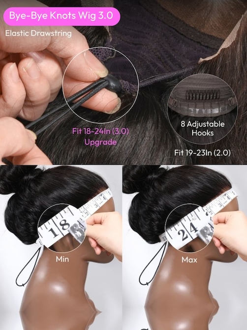 UNice Bye Bye Knots™ Wig 7x5 Glueless Lace Black Yaki Straight Wig With Elastic Drawstring 360 Cozy Hug