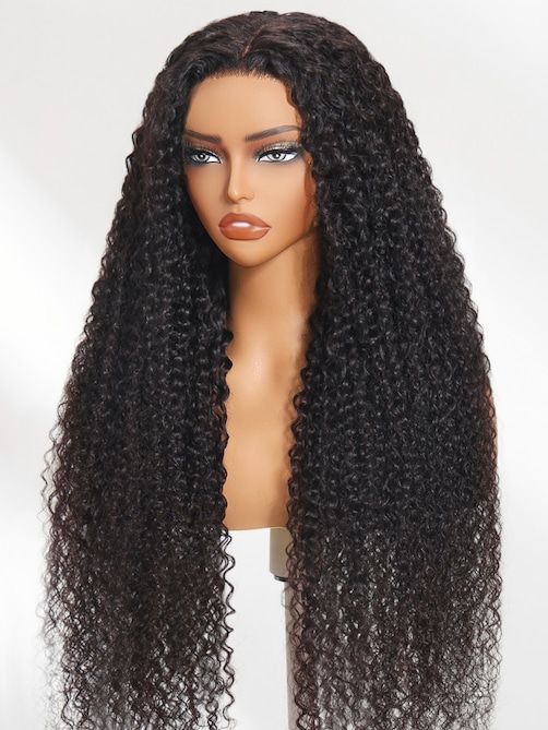 250% Density 36 Inch Glueless HD Lace Curly Human Hair Wig with Bleached Knots Match All Skin Tones