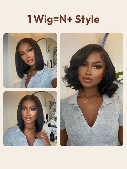 UNice 7x5 Bye Bye Knots™ & 13x4 Pre-Everything™ & 5x5 HD Lace Wig Glueless Lace Black Yaki Bob Bleached Knots Wig