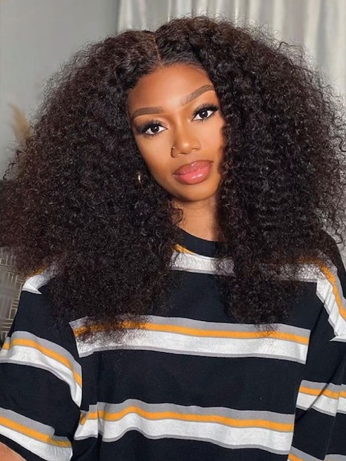 [22"=$99] Hot Lace Part Wig Breathable Kinky Curly Wigs Natural Hairline