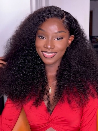 26 Inch 180% Density HD Glueless 5x5 Lace Natural Afro Kinky Curly Human Hair Wig