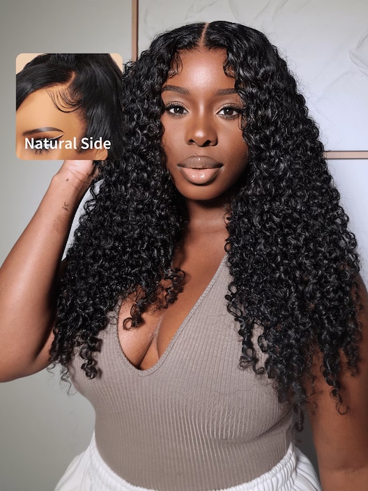 Pre Cut 6x4.5 Lace Curly Natural Black Lace Wig With Breathable Cap Bleached Knots 150% Density