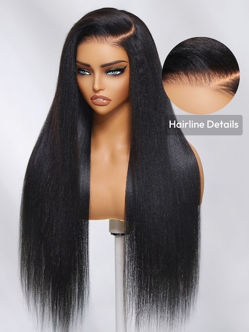 UNice Bye Bye Knots™ Wig 7x5 Glueless Lace Black Yaki Straight Wig With Elastic Drawstring 360 Cozy Hug