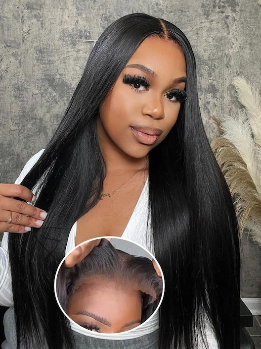 [From 20"] 6x4.5 Pre Cut Lace Straight Black Wig With Breathable Cap Bouncy 150% Density