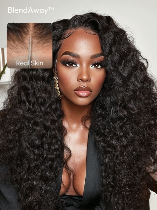 BlendAway 5x5 Thin HD Lace Closure Glueless Deep Wave Wig 150% Density