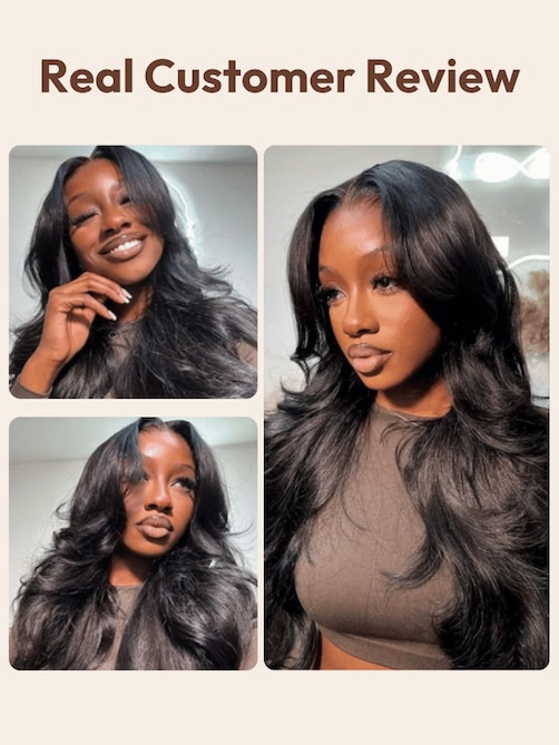 13x4 Pre-Everything Lace Frontal Black Fluffy Natural Loose Wave Curtain Bangs Wig
