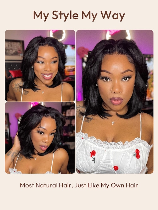 UNice 7x5 Bye Bye Knots™ & 13x4 Pre-Everything™ & 5x5 HD Lace Wig Glueless Lace Black Yaki Bob Bleached Knots Wig