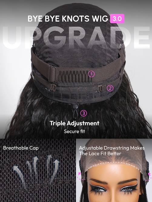 UNice Bye-Bye Knots Wig 7x5 Pre Cut Lace Water Wave Flexible Cap Size Drawstring Wig