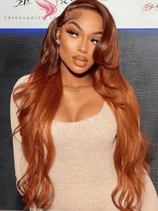 13x4 Lace Frontal Auburn and Ginger Mix Color Straight Human Hair Wigs