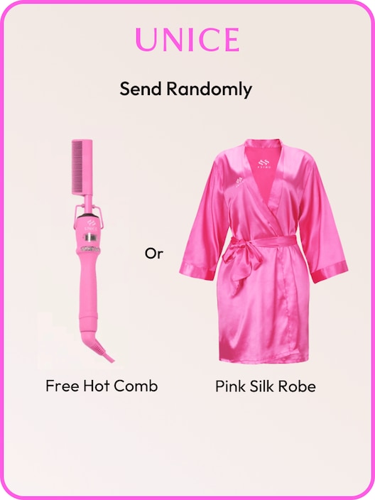 UNice Special Gift Free Electric Hot Straightening Comb Or Pink Silk Robe