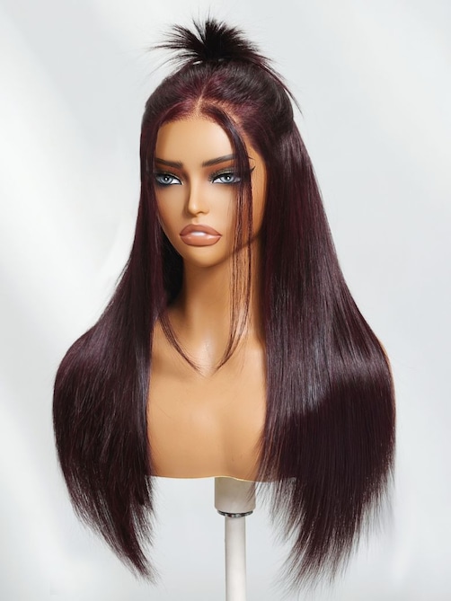 13x4 Pre-Everything™ Lace Frontal Black Cherry Perfect Melt Layered Straight Wig