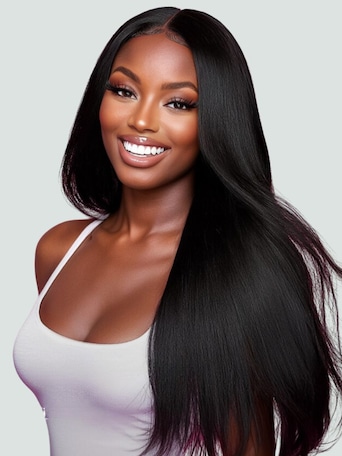 [Limited Time] UNice EasiContour™ V Part Glueless Yaki Straight Wig With Invisi Drawstring 100% Human Hair 180% Density