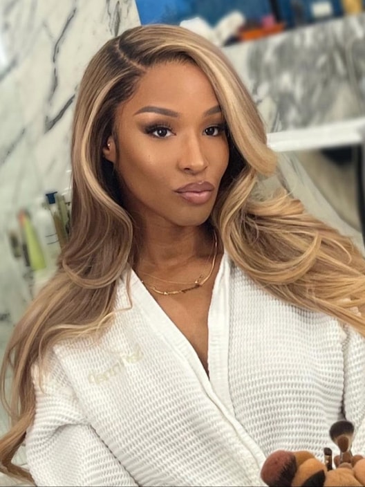 22inch 13x4 Lace Front Celebrity Brown Ombre Wavy Lace Front Wig