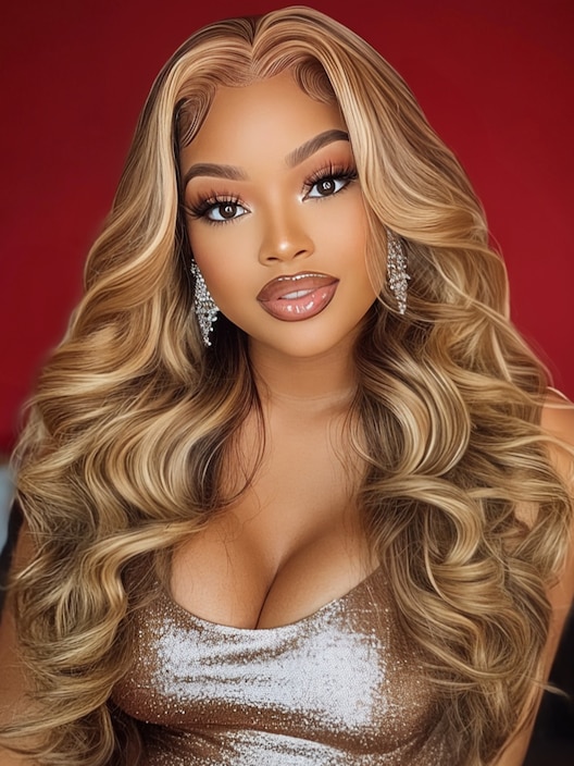 7x5 Bye-Bye Knots Wig Glueless Lace Honey Blonde Body Wave Wig With Bleached Knots