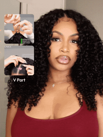 EasiContour V Part Kinky Curly Beginner Friendly Wig Glueless Protective Style Human Hair Wig 150% Density