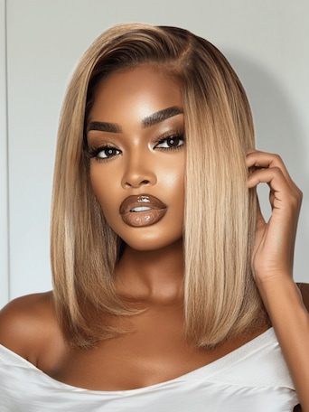 UNice Bye-Bye Knots 7x5 Lace Blonde with Brown Roots Side Part Blunt Bob Wig 150% destiny
