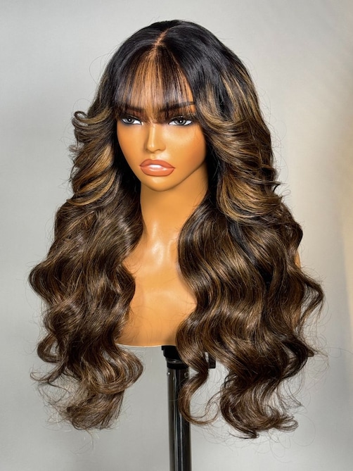 UNice 7x5 Bye-Bye Knots™ & 13x4 Pre-Everything™ Lace Frontal Black Fluffy Natural Loose Wave Curtain Bangs Wig
