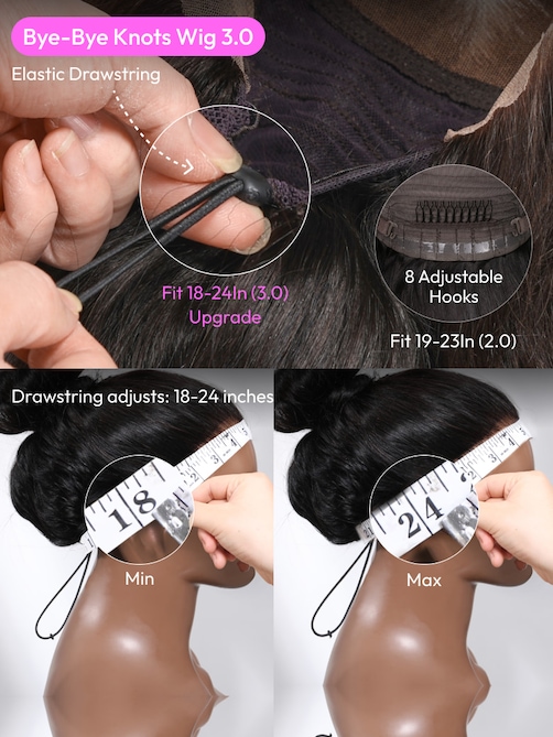UNice 7x5 Bye-Bye Knots™ Wig Quick Glueless & HD Lace Wet & Wavy Water Wave Invisible Knots With Invisi Drawstring With Baby Hair