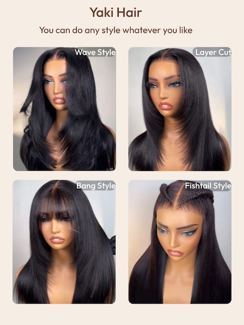 UNice Bye Bye Knots™ Wig 7x5 Glueless Lace Black Yaki Straight Wig With Elastic Drawstring 360 Cozy Hug