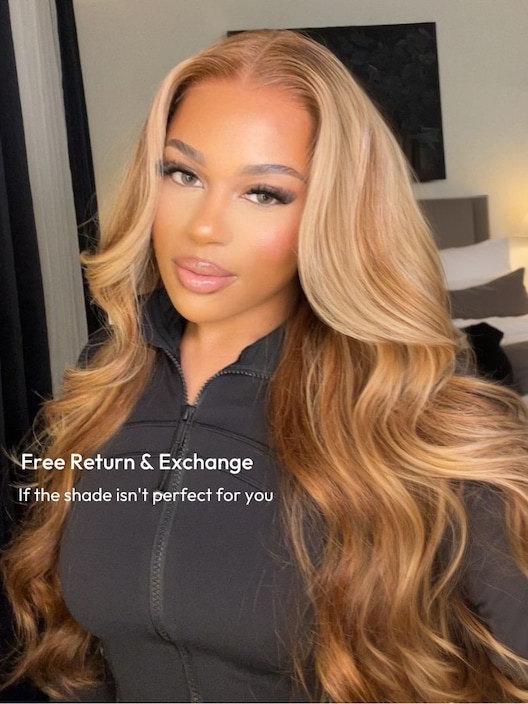 UNice Bye-Bye Knots Wig Pre-Cut 7x5 Glueless Lace Honey Blonde Body Wave Wig With Bleached Clean Knots