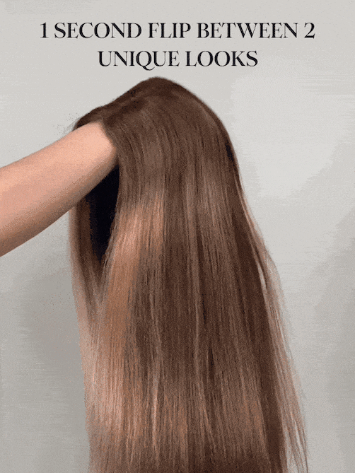 Double Wear 4x4 Yaki Straight Wig Ombre Chestnut Brown & Honey Blonde Higlight 2 Styles In 1 Put On And Go Wig
