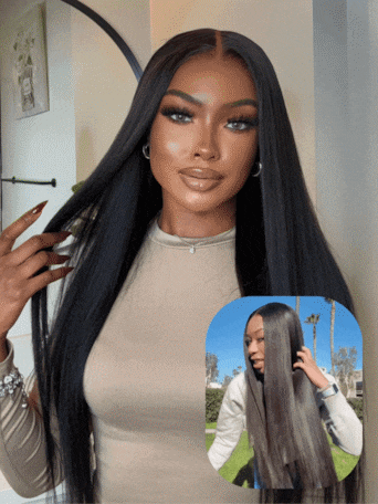 UNice Bye Bye Knots™ Wig 7x5 Glueless Lace Black Yaki Straight Wig With Elastic Drawstring 360 Cozy Hug