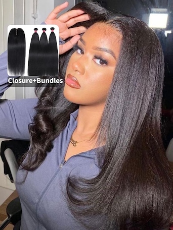 UNice Yaki Natural 3Pcs Hair Bundles With Closure