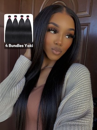 UNice Yaki Hair Bundles 4 Pcs/pack Yaki Virgin Human Hair