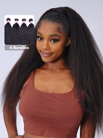 UNice 4Pcs Kinky Straight Remy Human Hair Bundles