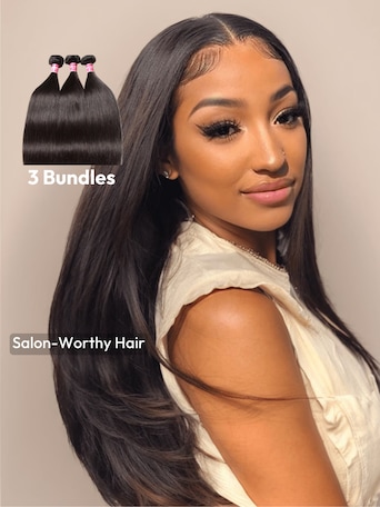 UNice Hair 4 Bundles Peruvian Straight Virgin Human Hair Extensions
