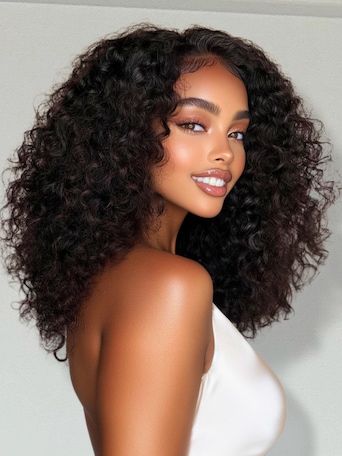 UNice 13x4 Pre-Everything™ Lace Frontal Black Side Part Jerry Curly Wig with Invisible Drawstring