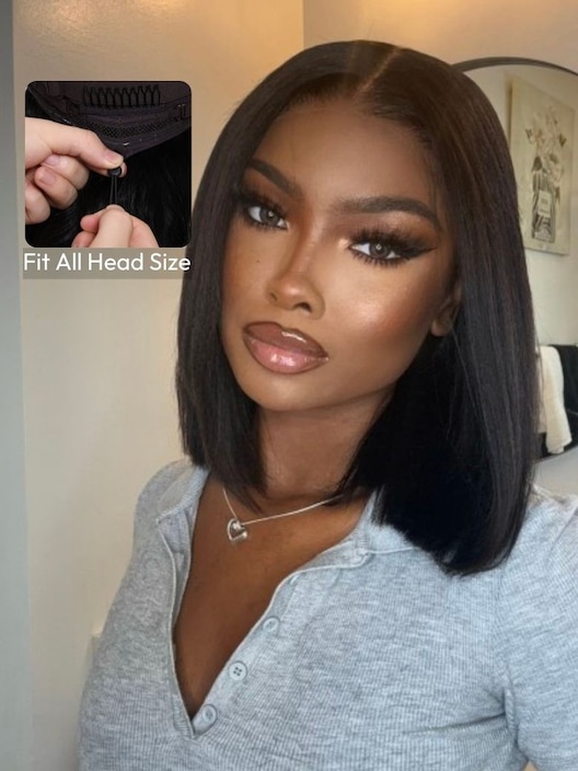 UNice 7x5 Bye Bye Knots™ & 13x4 Pre-Everything™ & 5x5 HD Lace Wig Glueless Lace Black Yaki Bob Bleached Knots Wig