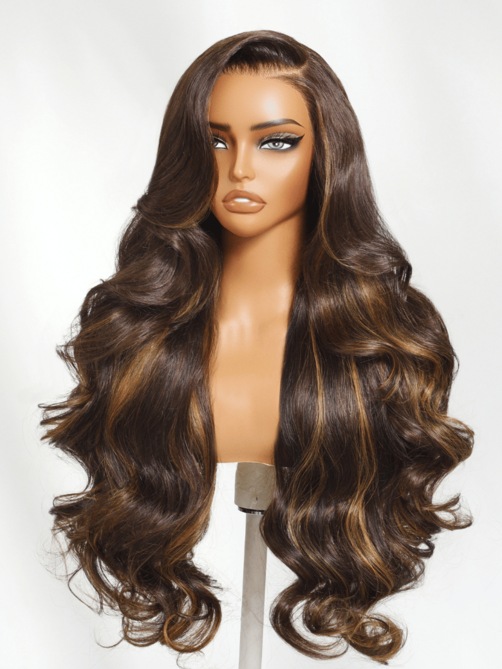 UNice 7x5 Bye-Bye Knots™ & 13x4 Pre-Everything™ Lace Front Espresso Brown With Highlights Loose Wave Wig