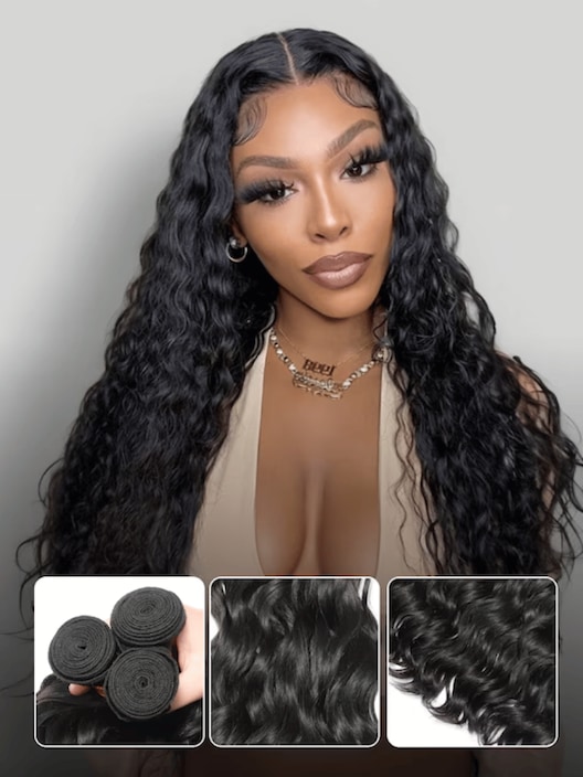 UNice Hair 3 Bundles Water Wave Virgin Human Hair