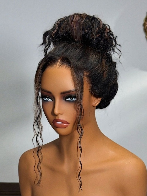 7x5 Bye-Bye Knots Black Wig With Golden Brown Highlights & Natural Black 150% Density Perfect Beach Look for Summer Limited Sale