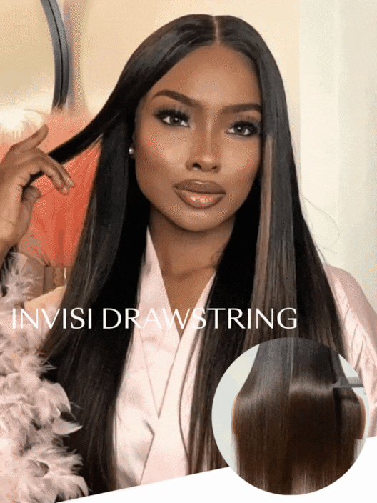 UNice Bye-Bye Knots 7x5 Lace Black to Chestnut Brown Ombre Yaki Straight Wig With Invisi Drawstring