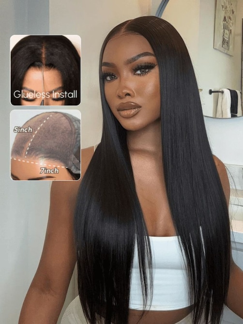 UNice ByeBye Knots Wig 7x5&13x4 Glueless Lace Black Straight Bleached Knots Wig No Baby Hair 150% Density